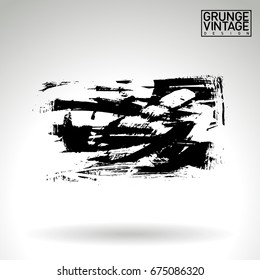 Black brush stroke and texture. Grunge vector abstract hand - painted element. Underline and border design.