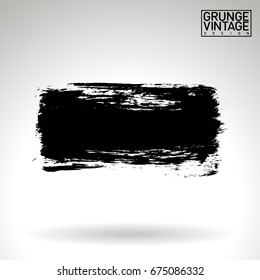 Black brush stroke and texture. Grunge vector abstract hand - painted element. Underline and border design.