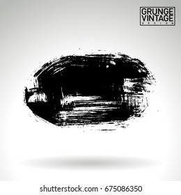 Black brush stroke and texture. Grunge vector abstract hand - painted element. Underline and border design.