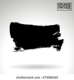 Black brush stroke and texture. Grunge vector abstract hand - painted element. Underline and border design.