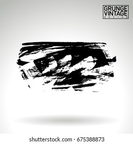 Black brush stroke and texture. Grunge vector abstract hand - painted element. Underline and border design.