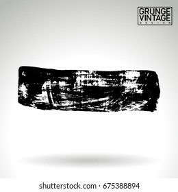 Black brush stroke and texture. Grunge vector abstract hand - painted element. Underline and border design.