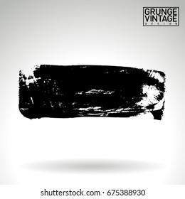 Black brush stroke and texture. Grunge vector abstract hand - painted element. Underline and border design.