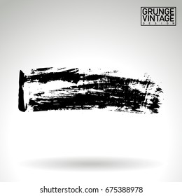 Black brush stroke and texture. Grunge vector abstract hand - painted element. Underline and border design.