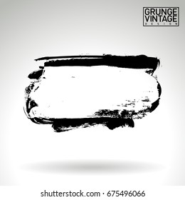 Black brush stroke and texture. Grunge vector abstract hand - painted element. Underline and border design.
