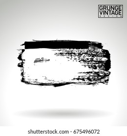 Black brush stroke and texture. Grunge vector abstract hand - painted element. Underline and border design.