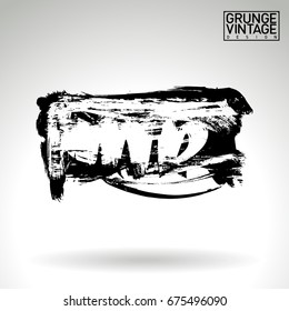 Black brush stroke and texture. Grunge vector abstract hand - painted element. Underline and border design.