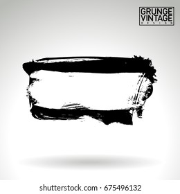 Black brush stroke and texture. Grunge vector abstract hand - painted element. Underline and border design.