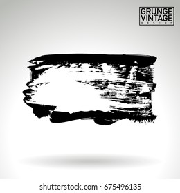 Black brush stroke and texture. Grunge vector abstract hand - painted element. Underline and border design.