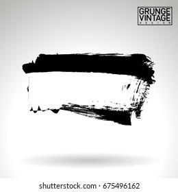 Black brush stroke and texture. Grunge vector abstract hand - painted element. Underline and border design.