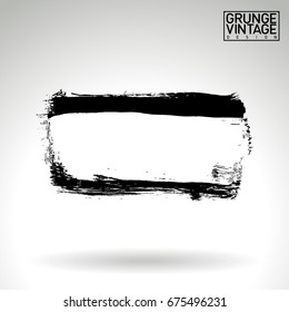 Black brush stroke and texture. Grunge vector abstract hand - painted element. Underline and border design.