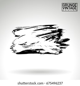 Black brush stroke and texture. Grunge vector abstract hand - painted element. Underline and border design.