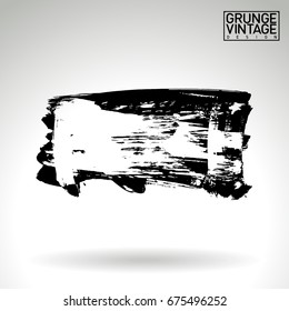 Black brush stroke and texture. Grunge vector abstract hand - painted element. Underline and border design.