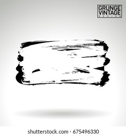 Black brush stroke and texture. Grunge vector abstract hand - painted element. Underline and border design.