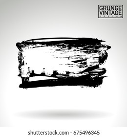 Black brush stroke and texture. Grunge vector abstract hand - painted element. Underline and border design.