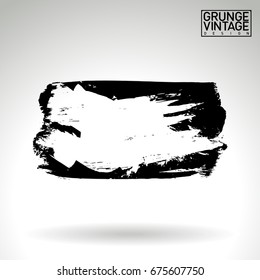 Black brush stroke and texture. Grunge vector abstract hand - painted element. Underline and border design.