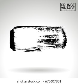 Black brush stroke and texture. Grunge vector abstract hand - painted element. Underline and border design.