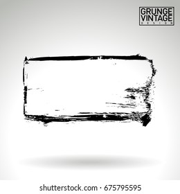 Black brush stroke and texture. Grunge vector abstract hand - painted element. Underline and border design.