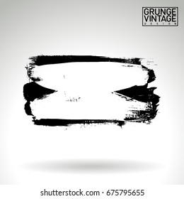 Black brush stroke and texture. Grunge vector abstract hand - painted element. Underline and border design.