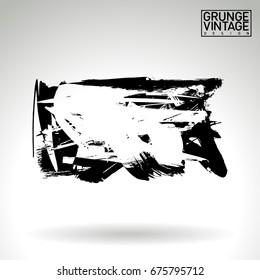 Black brush stroke and texture. Grunge vector abstract hand - painted element. Underline and border design.