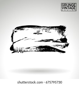 Black brush stroke and texture. Grunge vector abstract hand - painted element. Underline and border design.