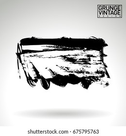 Black brush stroke and texture. Grunge vector abstract hand - painted element. Underline and border design.
