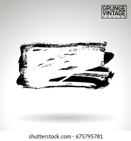 Black brush stroke and texture. Grunge vector abstract hand - painted element. Underline and border design.