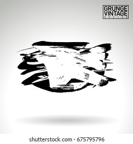 Black brush stroke and texture. Grunge vector abstract hand - painted element. Underline and border design.