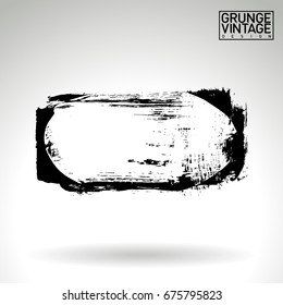 Black brush stroke and texture. Grunge vector abstract hand - painted element. Underline and border design.