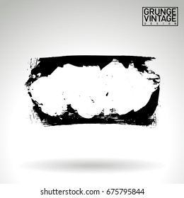 Black brush stroke and texture. Grunge vector abstract hand - painted element. Underline and border design.