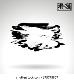 Black brush stroke and texture. Grunge vector abstract hand - painted element. Underline and border design.