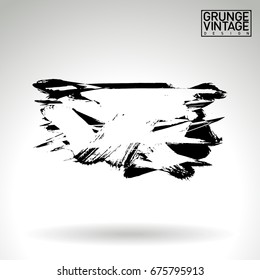 Black brush stroke and texture. Grunge vector abstract hand - painted element. Underline and border design.