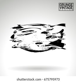 Black brush stroke and texture. Grunge vector abstract hand - painted element. Underline and border design.