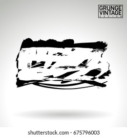 Black brush stroke and texture. Grunge vector abstract hand - painted element. Underline and border design.