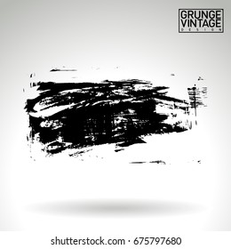 Black brush stroke and texture. Grunge vector abstract hand - painted element. Underline and border design.