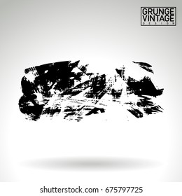 Black brush stroke and texture. Grunge vector abstract hand - painted element. Underline and border design.