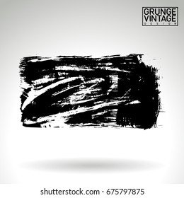 Black brush stroke and texture. Grunge vector abstract hand - painted element. Underline and border design.