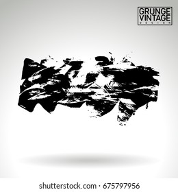 Black brush stroke and texture. Grunge vector abstract hand - painted element. Underline and border design.