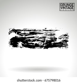 Black brush stroke and texture. Grunge vector abstract hand - painted element. Underline and border design.