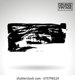 Black brush stroke and texture. Grunge vector abstract hand - painted element. Underline and border design.