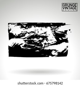 Black brush stroke and texture. Grunge vector abstract hand - painted element. Underline and border design.