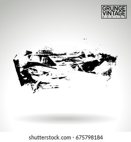 Black brush stroke and texture. Grunge vector abstract hand - painted element. Underline and border design.