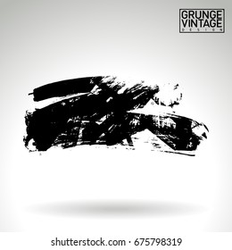 Black brush stroke and texture. Grunge vector abstract hand - painted element. Underline and border design.