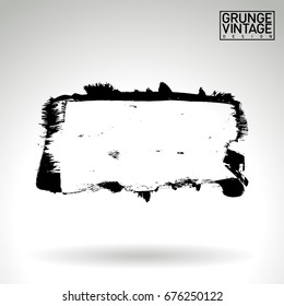 Black brush stroke and texture. Grunge vector abstract hand - painted element. Underline and border design.