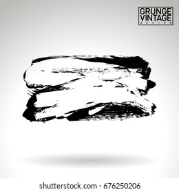 Black brush stroke and texture. Grunge vector abstract hand - painted element. Underline and border design.