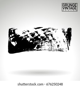 Black brush stroke and texture. Grunge vector abstract hand - painted element. Underline and border design.