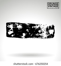Black brush stroke and texture. Grunge vector abstract hand - painted element. Underline and border design.