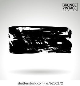 Black brush stroke and texture. Grunge vector abstract hand - painted element. Underline and border design.