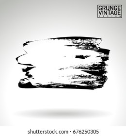 Black brush stroke and texture. Grunge vector abstract hand - painted element. Underline and border design.