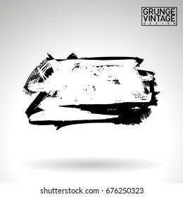 Black brush stroke and texture. Grunge vector abstract hand - painted element. Underline and border design.